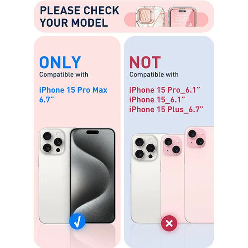 For iPhone 15 Pro Max Case 6.7" I-BLASON Cosmo Mag Stylish Full-Body Protective Case with Built-in Screen Protector Camera Cover