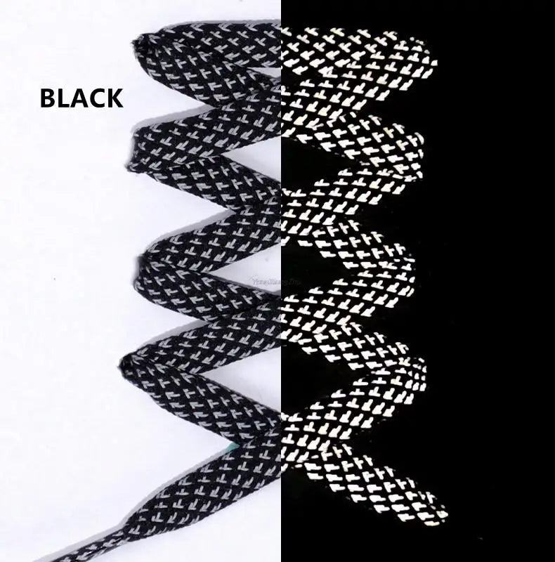 2026 New Reflective Shoe Laces Flat Shoelaces for Sneakers Colorful Reflective Laces Luminous Shoelace 100/120/140/160CM Strings
