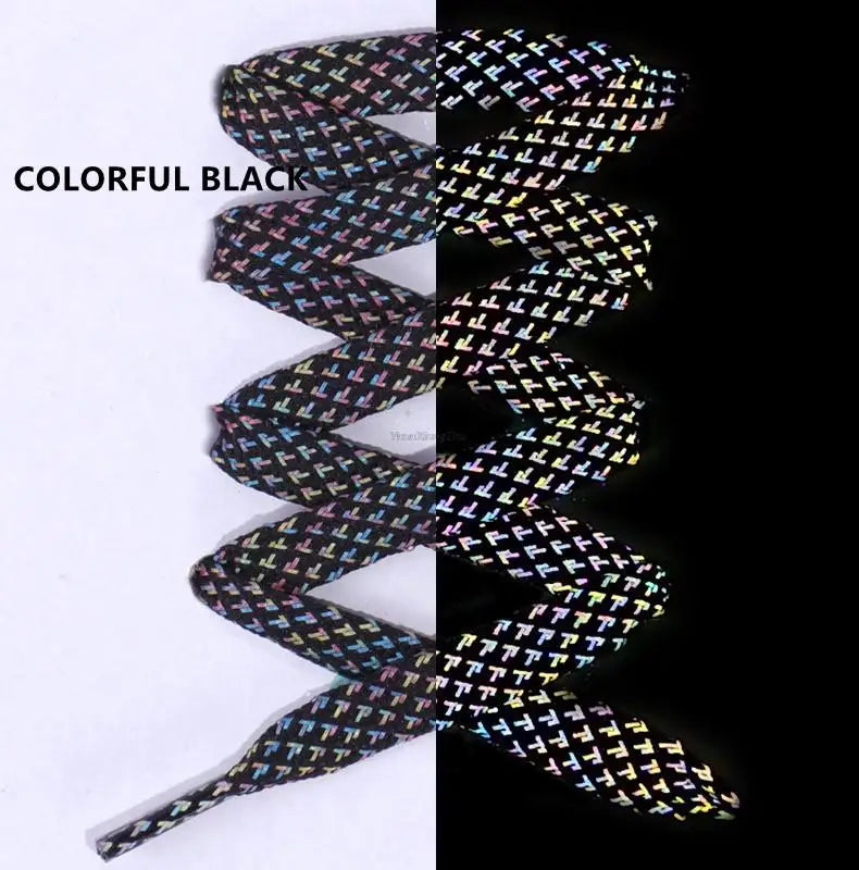2026 New Reflective Shoe Laces Flat Shoelaces for Sneakers Colorful Reflective Laces Luminous Shoelace 100/120/140/160CM Strings