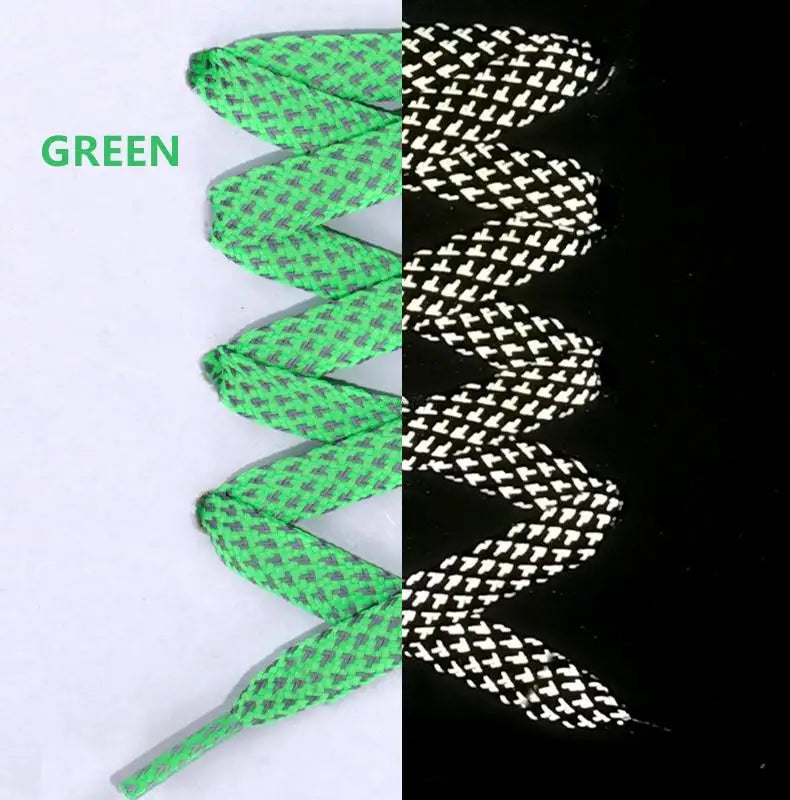 2026 New Reflective Shoe Laces Flat Shoelaces for Sneakers Colorful Reflective Laces Luminous Shoelace 100/120/140/160CM Strings