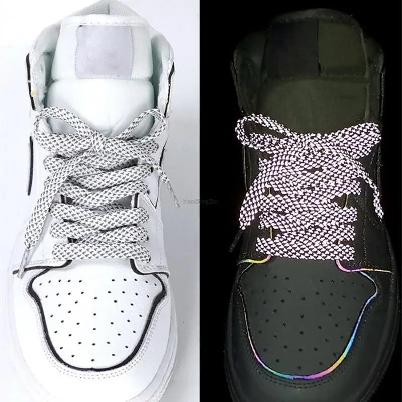 2026 New Reflective Shoe Laces Flat Shoelaces for Sneakers Colorful Reflective Laces Luminous Shoelace 100/120/140/160CM Strings
