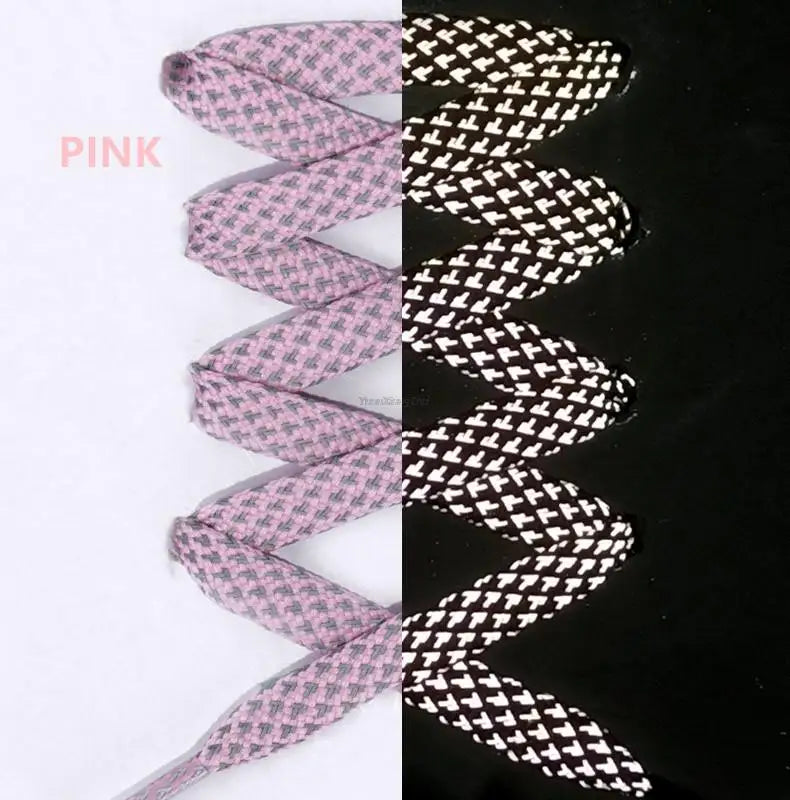 2026 New Reflective Shoe Laces Flat Shoelaces for Sneakers Colorful Reflective Laces Luminous Shoelace 100/120/140/160CM Strings